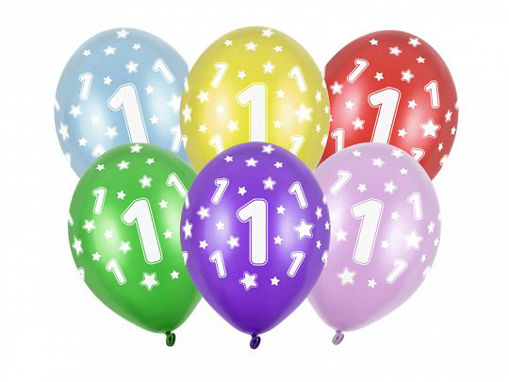 Picture of LATEX BALLOONS METALLIC 1ST BIRTHDAY 12 INCH - 6 PACK